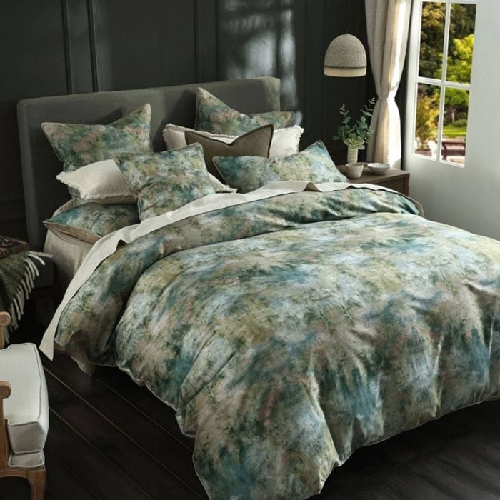 Mm Linen Reverie 300tc Cotton Sateen Watercolour Quilt Cover Set Super King