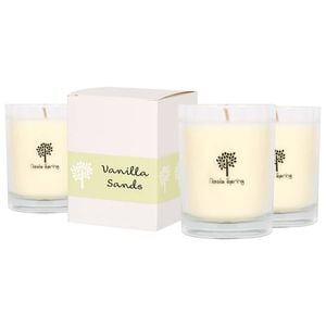 Nicola Spring 3x 160g Soy Wax Scented Candles - Vanilla Sands - 28 Hour Burn Time Relaxation Aromatherapy Gift Ready Jar Candle