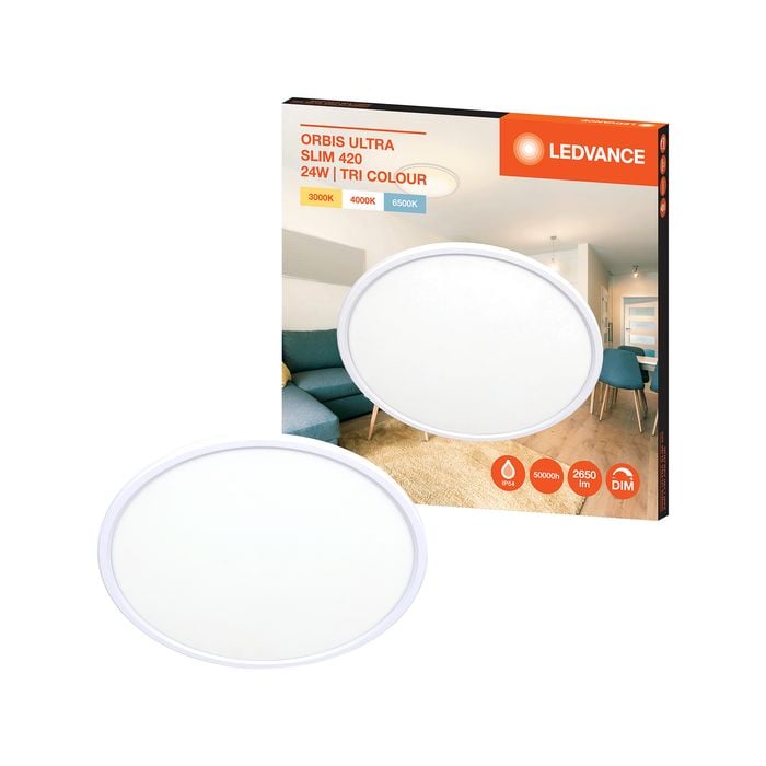 Ledvance 24W 2650lm LED Tri Colour Luminaire Ultra Slim Oyster Ceiling Light