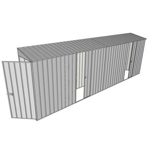 Build-a-Shed 0.8 x 6 x 2m Singled Hinged Door Skillion Shed with Dual Single Sliding Side Doors - Zinc