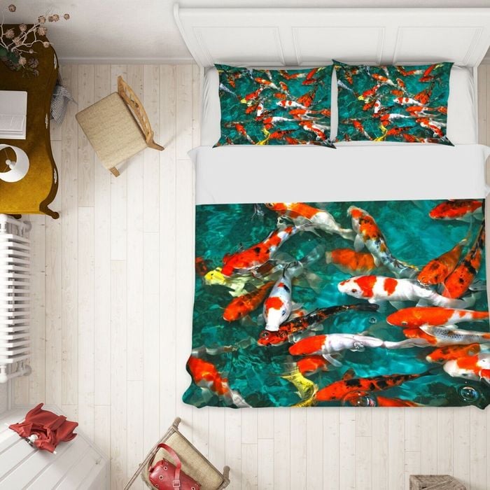 3D Red Goldfish 244 Bed Pillowcases Quilt King Size