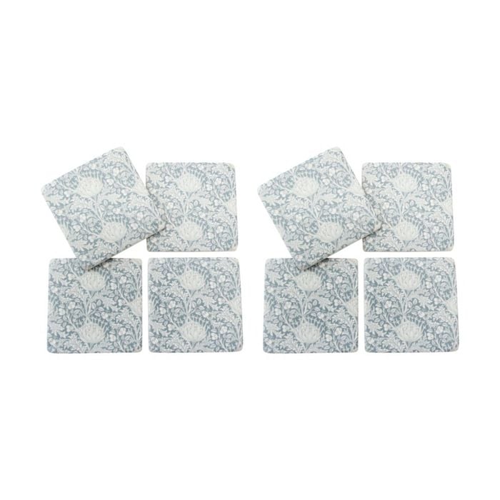 2x 4pc Lvd Decorative William Morris Artichoke Resin Square Coasters 10x10x0.5cm