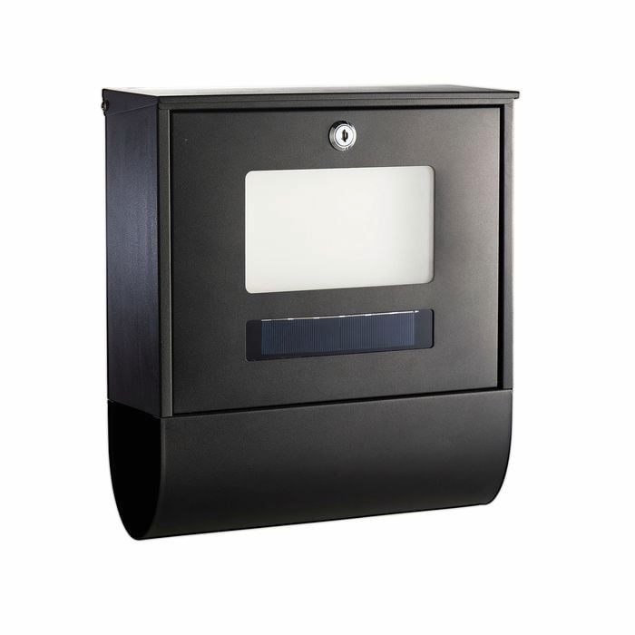 Sandleford Matt Black Solar Wall Mount Letterbox