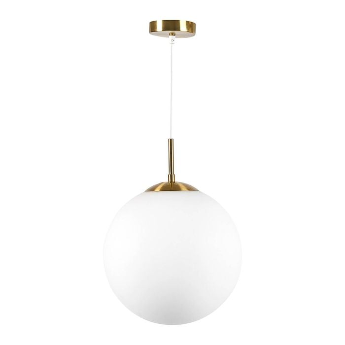 Brilliant 15cm Brass And Frosted Glass Ashby Pendant Ball