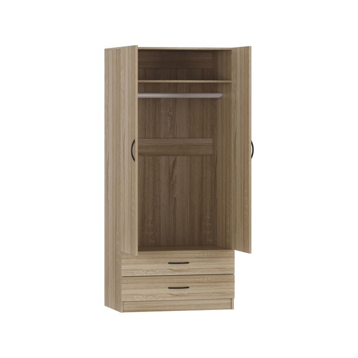 Practa Oak 2 Door 2 Drawer Robe