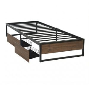 Artiss Bed Frame Metal Frame Single Bed Base 2 Drawers Oslo