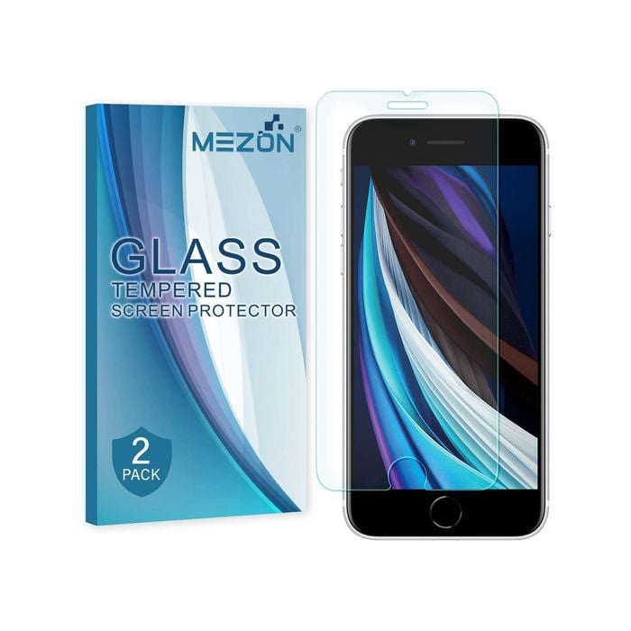 2 Pack MEZON Apple iPhone SE 2022 (4.7") Clear Tempered Glass Screen Protectors
