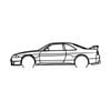 Ignite Laser Nissan R33 GTSt Silhouette Metal Wall Art Coated Black 15.7inch/40cm