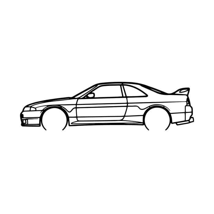 Ignite Laser Nissan R33 GTSt Silhouette Metal Wall Art Coated Black 15.7inch/40cm