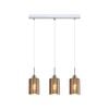 CLA Lighting ESPEJO2 Interior Iron & Rose Gold Glass with Line Effect Oblong Pendant Light- 3 lits Straight