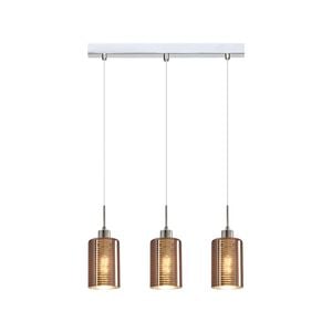 CLA Lighting ESPEJO2 Interior Iron & Rose Gold Glass with Line Effect Oblong Pendant Light- 3 lits Straight