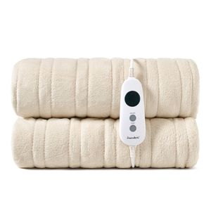 Dreamaker Kingston Coral Fleece Washable Electric Heated Throw Blanket Cream 180x200cm | Overheat Protection & Auto-Off