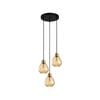 CLA Lighting TULIP1 Interior Bronze Amber Wine Glass Ribbed Pendant Light- 3 lits Round