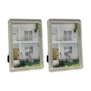 2PK SS Collective Silver Matisse Directional Textured Rectangle Photo Frame 4x6