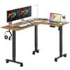 Advwin L Shaped Electric Standing Desk Corner Table with Charging Station 3 Memory Preset Rustic Brown