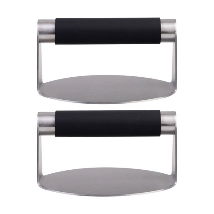 2x URBAN Smash Patty Press Stainless Steel Soft Grip Handle Crispy Burgers 14cm