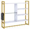 Costway 107CM Floating Shelves 6-Tier Wine Rack Wall Shelf Kitchen Coffee Bar Display-White