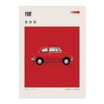 Mid Century Style Cars - Abarth 500 Red A1 Poster Print