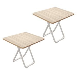 Soga 2x 80cm Light Square Table White Legs Modern Home Decor Design