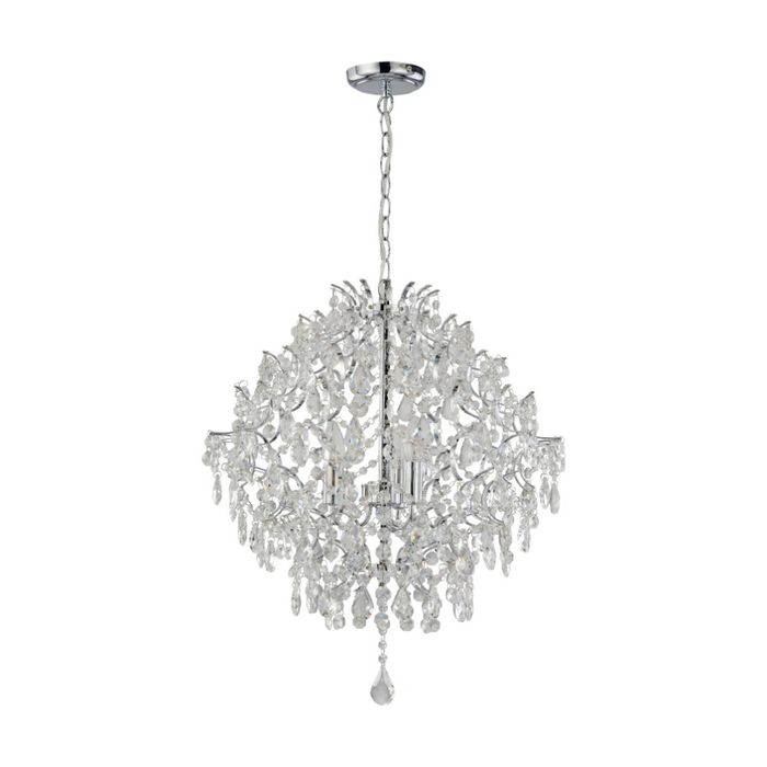 Lexi Lighting Baroque Chandelier Large Chrome & Clear Crystal Metal Glass
