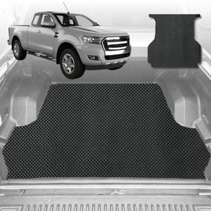 6D Diamond Ute Tub Mat for Ford Ranger (PX Dual Cab Ute) 2012-2015 (with spray on liner or no liner)-Black-Outback GT