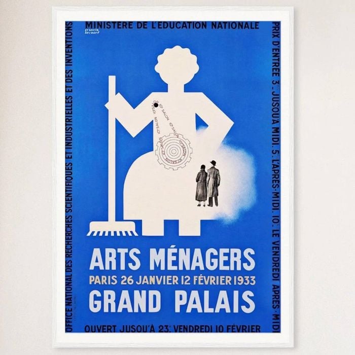 Galrie Vintage Arts Menagers Grand Palais Poster - Elegant Wall Art for Home Decor, White Frame, 50 x 70cm (20 x 28inch)
