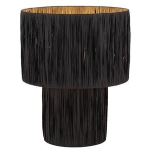 Telbix Nativa Modern Table Desk Lamp Light Metal Raffia Black Natural