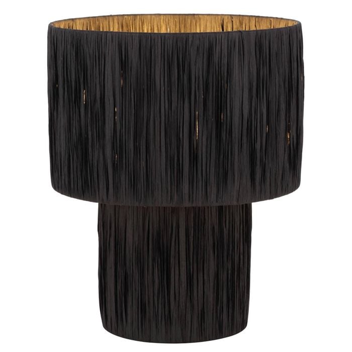 Telbix Nativa Modern Table Desk Lamp Light Metal Raffia Black Natural