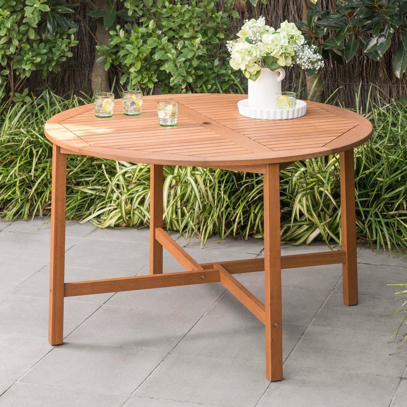 124x124cm Round Timber Dining Table With Parasole Hole