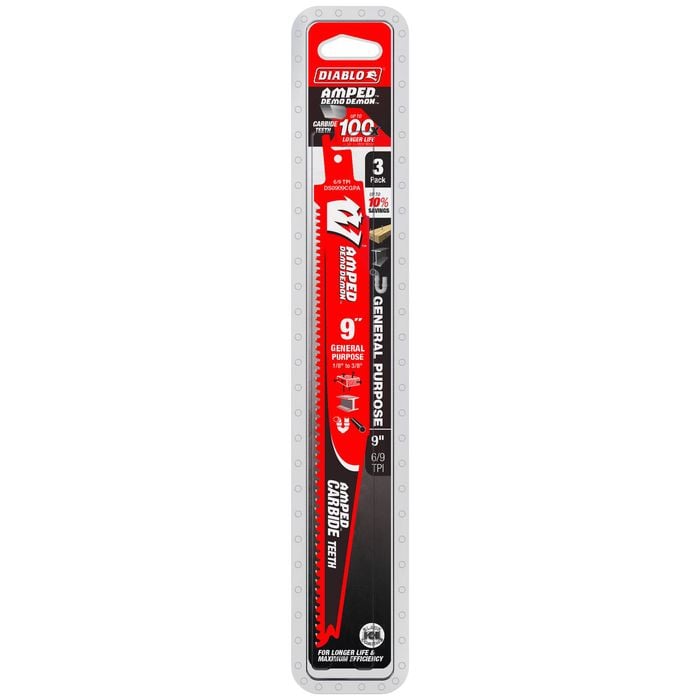 Diablo 9'' AMPED Demo Demon Reciprocating Saw Blade for General Purpose - 3 Pack