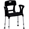 King Shower Seat With Back & Armrests, Black, No Cushion - Black | None