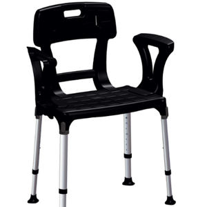King Shower Seat With Back & Armrests, Black, No Cushion - Black | None