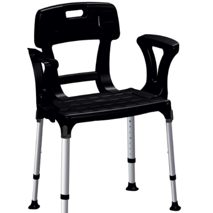 King Shower Seat With Back & Armrests, Black, No Cushion - Black | None