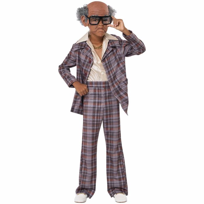100 And Still Ballin Old Man Grandpa 100 Days of School 70s Child Boys Costume XS