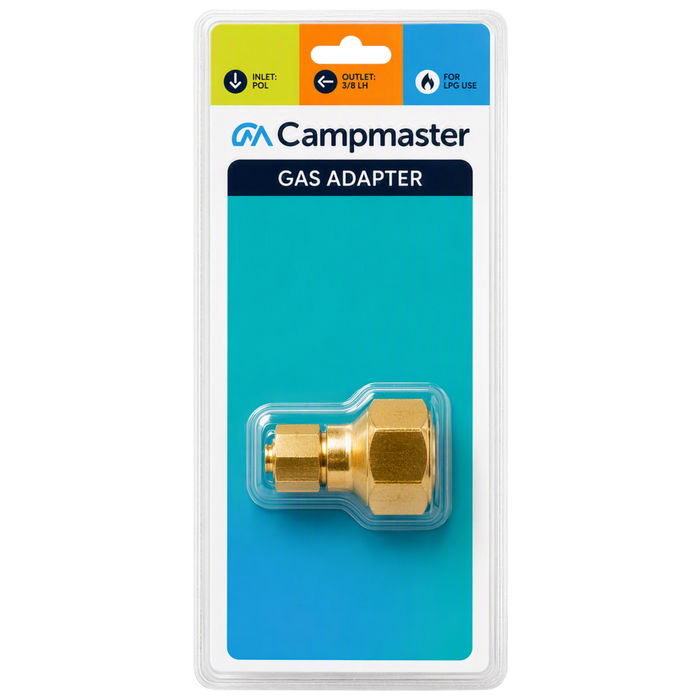 Campmaster Straight Gas Adaptor 3/8"LH(F) to POL(F)