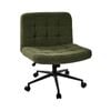 Oikiture Mid Back Armless Office Desk Chair Wide Seat Boucle Green with Wheels