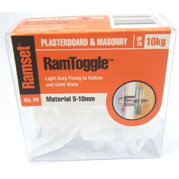 Ramset Ramtoggle 5-10mm White 20pk