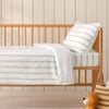 Dreamaker Baby Bask Washed Cotton Yarn Dyed Stripe Quilt Cover Set Sage Cot
