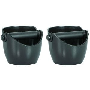 2 x Avanti Coffee Knock Box Espresso Grinds Waste Tamper Bin - Black