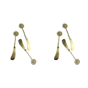 2x 3pc LVD Brass Spreaders Sunflower Handle 14.5x3cm - Gold