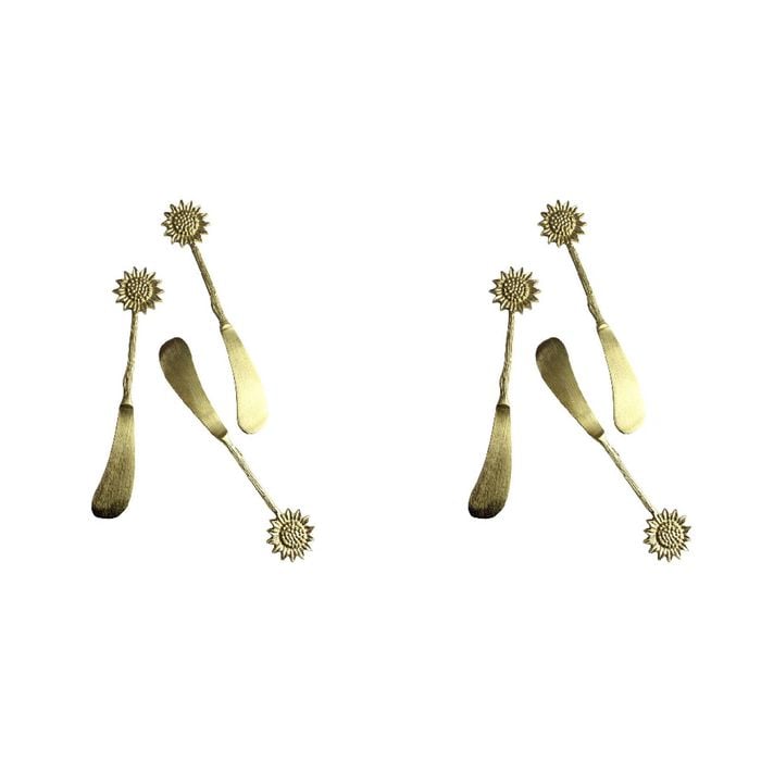 2x 3pc LVD Brass Spreaders Sunflower Handle 14.5x3cm - Gold