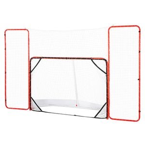 VEVOR Hockey Goal Red and White with Backstop and Targets Street Outdoor Steel