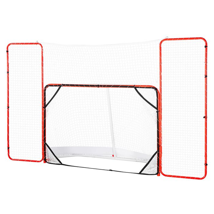 VEVOR Hockey Goal Red and White with Backstop and Targets Street Outdoor Steel
