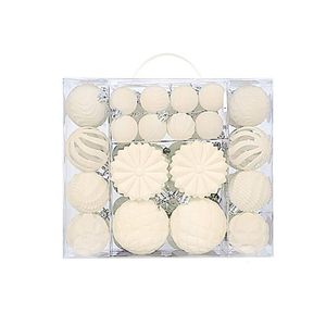 Catzon 48 Pcs Velvet Christmas Balls Flocked Shatterproof Baubles for Holiday Wedding Party-Beige