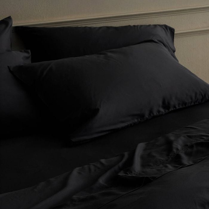 Bedding Co. 2pc 350TC Organic Bamboo Pillow Case Set Luxurious Black Queen