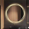 OAKORY 60cm Round LED Bathroom Mirror Swirl Style Backlit Dimmable 3-Colour Light Anti-Fog Memory Function