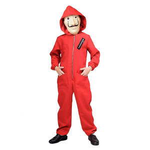 More Than Party Kids Robber Costume Red Hooded Jumpsuit With Mask 6-9y