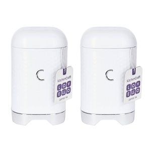 2PK Lovello Carbon Steel Retro Coffee Canister w/ Geometric Finish - Ice White