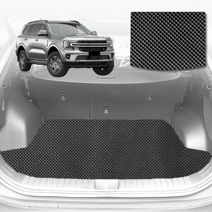 6D Diamond Car Boot Mat for Ford Everest UA 2022-Current-(3rd Row seats up/7 seater)-Cargo Mat-Black-Outback GT