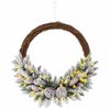 Costway Snow Flocked Artificial Christmas Hoop Wreath Battery-operated Front Door Wall